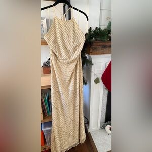 Champagne beaded gown dress size US 10